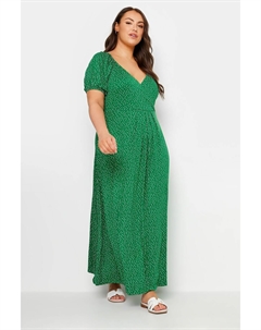 Платье халат в горошек, зеленый Yours curve