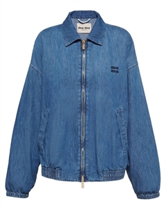 Куртка-бомбер из шамбре от, синий Miu miu