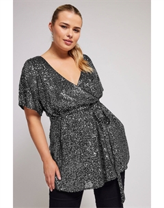 Топ обертка с пайетками London, серебряный Yours curve