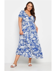 Платье халат с листьями, синий Yours curve