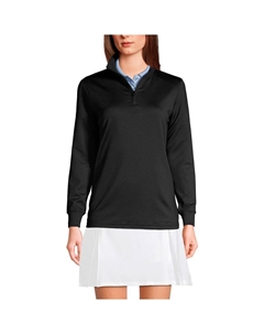 Женский пуловер с молнией в конце четверти Lands, черный Lands' end