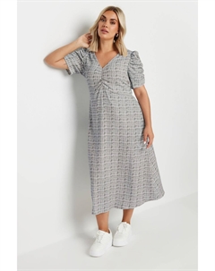 Платье доярка с фактурной клеткой в ограниченную коллекцию, серый Yours curve