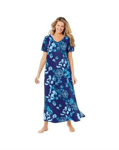 Женская длинная футболка-лежак больших размеров, цвет Evening Blue Peony Dreams & co.