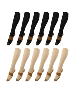 6 пар медных носков, компрессионные носки для женщин и мужчин для бега, цвет Black And Beige Unique bargains