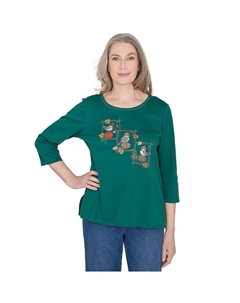 Миниатюрный топ с круглым вырезом Birds with Hats, цвет Hunter Alfred dunner