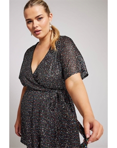 Топ обертка с радужным принтом London, черный Yours curve