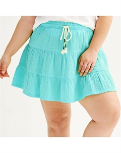 Многоярусная мини-юбка для подростков больших размеров, цвет Coastal Waters So