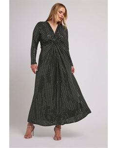 Платье London с металлическим узором и пайетками, серебряный Yours curve