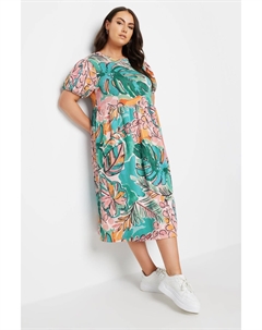 Платье халат с гофрированным узором в виде листьев, синий Yours curve