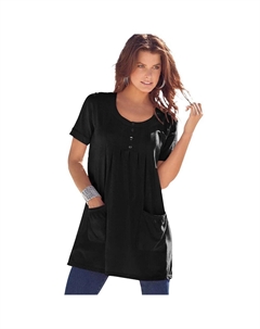 Женская туника мягкого трикотажа с двумя карманами больших размеров Roaman, черный Roaman's
