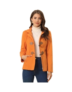 Женский дафлкот с застежкой-молнией спереди, однотонное укороченное пальто с капюшоном, оранжевый Allegra k