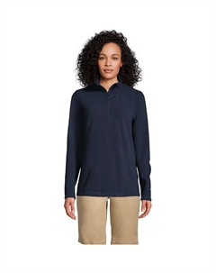 Женский легкий флисовый пуловер с молнией на четверть длины Lands End, цвет Classic Navy Lands' end