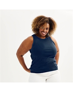 Многослойная майка в рубчик с высоким воротником больших размеров, цвет Navy Tundra Sonoma goods for life