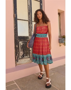 Летнее платье бандо миди, розовый Next