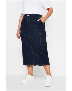 Юбка из эластичного денима Midaxi с карманом карго, синий Yours curve