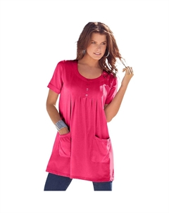 Женская туника мягкого трикотажа с двумя карманами больших размеров Roaman, цвет Pink Burst Roaman's