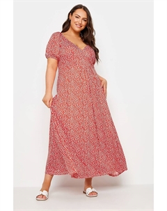 Платье халат в горошек, красный Yours curve