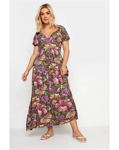 Платье халат с листьями, красный Yours curve