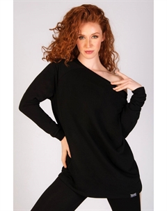 Длинный женский свитер с открытыми плечами, черный Pineapple