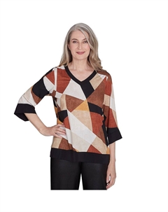 Женский лоскутный свитер с v-образным вырезом, цвет Neutral Multi Alfred dunner