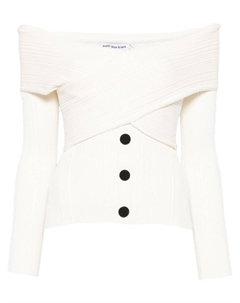 Вязаный топ с открытыми плечами, белый Self-portrait