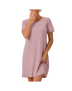 Женские ночные рубашки из модала, рубашка для сна с коротким рукавом, короткая ночная рубашка с круглым вырезом, розовый Cheibear
