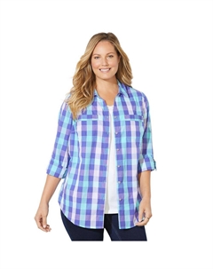 Женская рубашка больших размеров The New Utility Shirt, цвет Dark Violet Plaid Catherine's