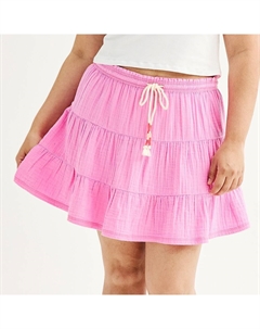 Многоярусная мини-юбка для подростков больших размеров, цвет Ultra Pink So