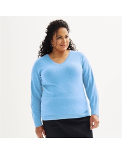 Большой размер Очень мягкий свитер с v-образным вырезом, цвет Secret Peri Croft & barrow