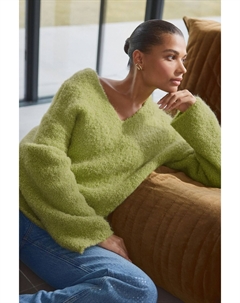 Мягкий на ощупь джемпер из букле с V образным вырезом премиум класса, зеленый Next