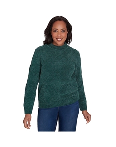 Миниатюрная водолазка из синели в рубчик с ромбовидным вырезом, цвет Pine Alfred dunner