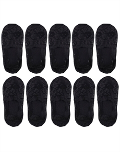 5 пар невидимых кружевных носков с глубоким вырезом, мягкие модные модные женские носки, черный Unique bargains