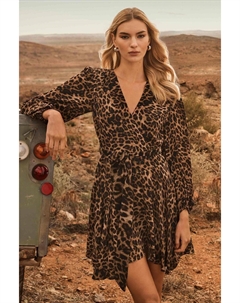 Мини платье Amila с поясом годе, коричневый Forever new