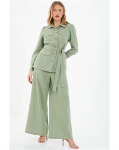 Широкие брюки с высокой талией, зеленый Quiz