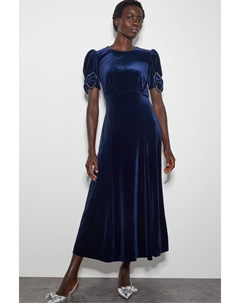 Платье миди Belle с бантовыми рукавами, синий Monsoon