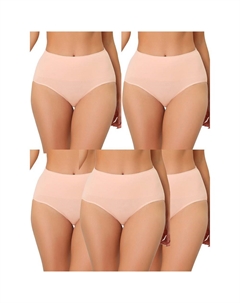 5 упаковок нижнего белья для женщин, дышащие трусики с высокой талией, корректирующие животик, розовый Allegra k