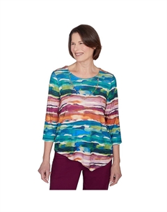 Миниатюрный топ из биадерной краски с колье, цвет Multi Blue Alfred dunner