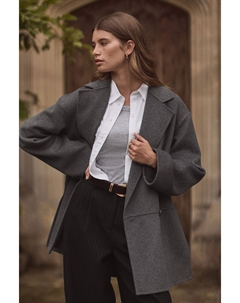 Премиальное пальто пиджак из смесовой шерсти, сшитое вручную, серый Next