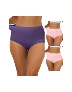 3 упаковки женских эластичных трусов с высокой талией, дышащее хипстерское нижнее белье без показа, разные цвета, цвет Mid Pink Dark Purple Allegra k