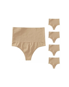5 упаковок женских трусиков-стрингов с контролем живота, корректирующее белье, узкие трусы с высокой талией, не оставляющие следов, бежевый Allegra k