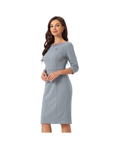 Миди платья для женщин с рукавом 3/4 и вырезом в форме сердца, облегающее рабочее платье-карандаш, серый Allegra k