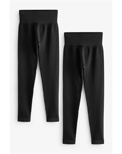 Леггинсы с высокой талией в рубчик, 2 пары, черный Next