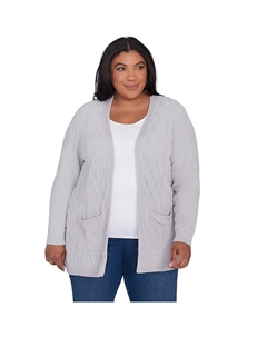 Кардиган из синели с карманами размера плюс, серый Alfred dunner