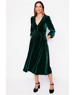 Бархатное чайное платье Джоселин, зеленый Boden