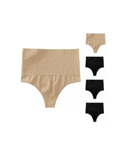 5 упаковок женских трусиков-стрингов с контролем живота, корректирующее белье, узкие трусы с высокой талией, не оставляющие следов, цвет Black Beige Allegra k