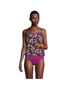 Женский купальник UPF 50 Blouson Tankini Top, цвет Berry Jacobean Rose Lands' end