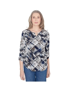 Миниатюрный топ с абстрактной текстурой в стиле пэчворк, темно-синий Alfred dunner