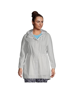 Складной плащ больших размеров с капюшоном, белый Lands' end