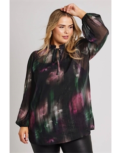 Блузка с цветочным принтом и воротником оборкой в стиле Лондон, черный Yours curve