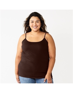 Майка больших размеров с бретельками на тонких бретельках, цвет Rich Espresso Sonoma goods for life